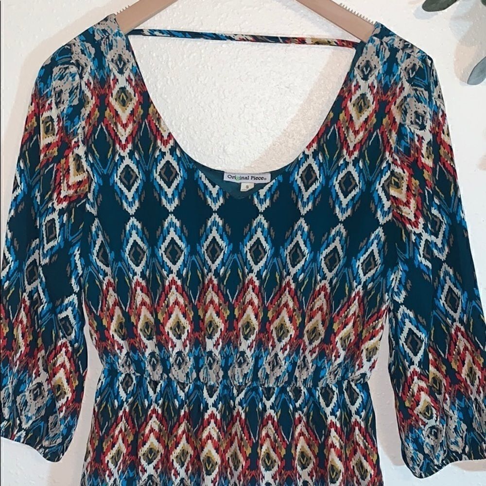 Patterned 3/4 Sleeve Dress Size: Small - Picture 2 of 6